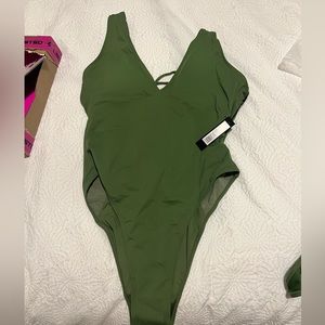 TA3 Green Hi cut plungey swimsuit XL regular/long length
